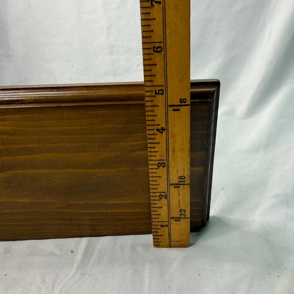 Vintage Solid Wood Floating Wall Shelf Dark Oak Finish Beveled Edge 12 Inch